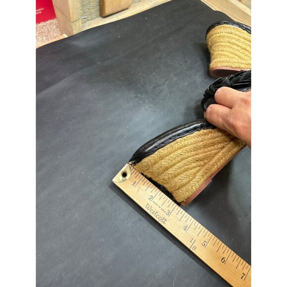 Born Black Leather Wedge Sandals With Floral Detail & Espadrille Sole Size 8 - Picture 6 of 10